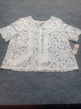 Nanette Lepore Marshmallow Floral Lace Tie-Back Top New Boho Bridal Coastal